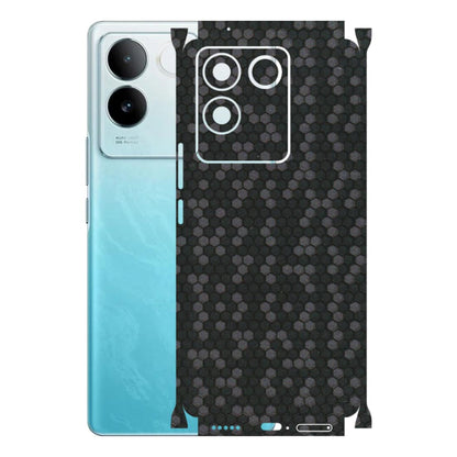 IQOO Phone Skins (All Models) - Black Grey Honeycomb Sober - 3D Embossed Finish (L-85) IQOO Z7 Pro