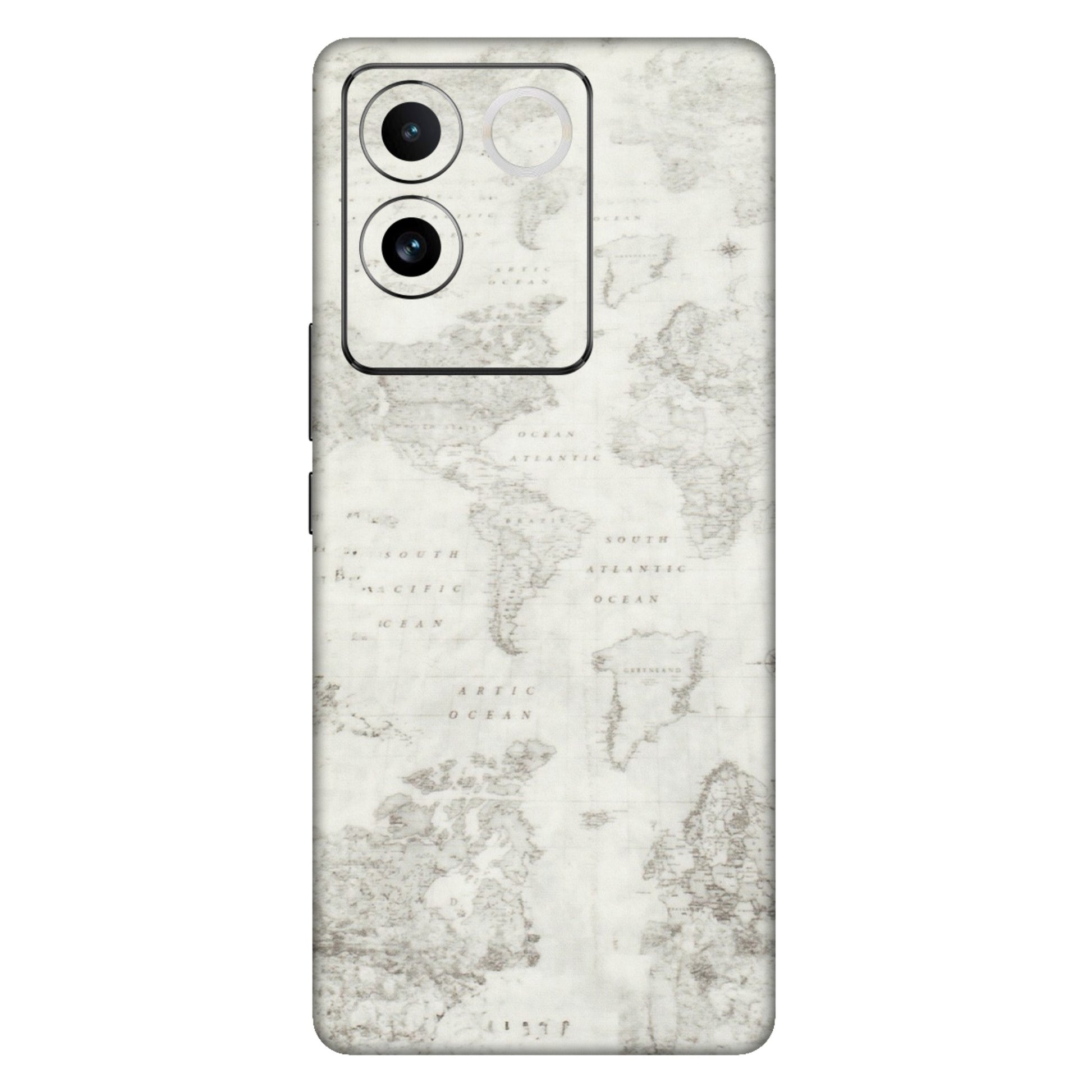 IQOO Phone Skins (All Models) - World Travel Map - Transparent Finish (T-04) IQOO Z7 Pro