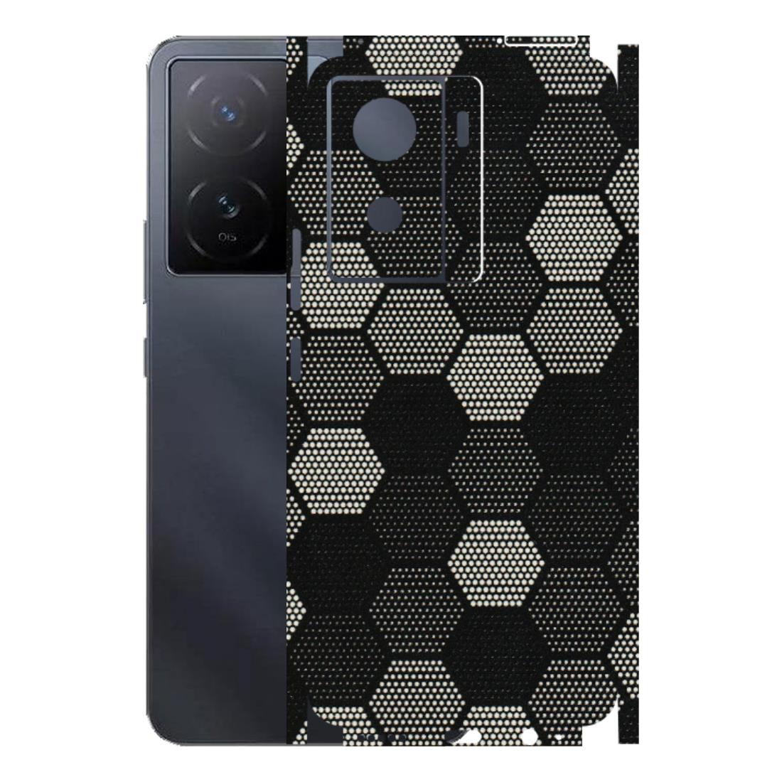 IQOO Phone Skins (All Models) - Black & White Dotted Honeycomb Texture - 3D Embossed Finish (L-202) IQOO Z7 S 5G
