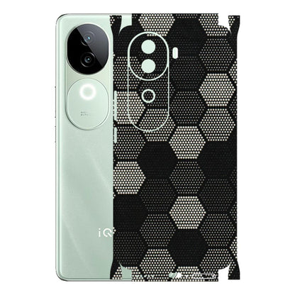 IQOO Phone Skins (All Models) - Black & White Dotted Honeycomb Texture - 3D Embossed Finish (L-202) IQOO Z9S