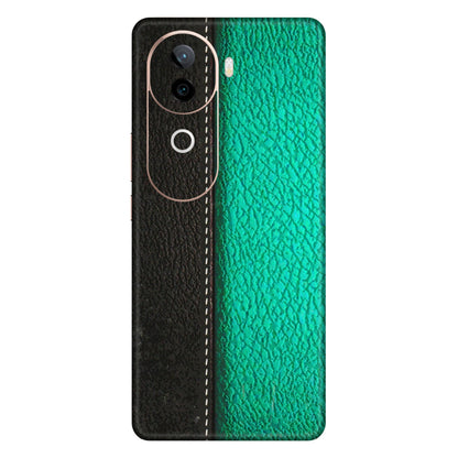 IQOO Phone Skins (All Models) - Black Green Dual Leather Stich - 3D Embossed Finish (L-233) IQOO Z9S