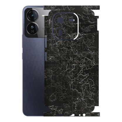 IQOO Phone Skins (All Models) - Black map Texture - 3D Embossed Finish (L-201) IQOO Z9X