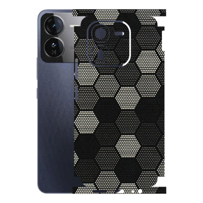 IQOO Phone Skins (All Models) - Black & White Dotted Honeycomb Texture - 3D Embossed Finish (L-202) IQOO Z9X