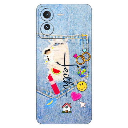IQOO Phone Skins (All Models) - Denim Jeans Pocket - 3D Embossed Finish (L-134) IQOO Z9