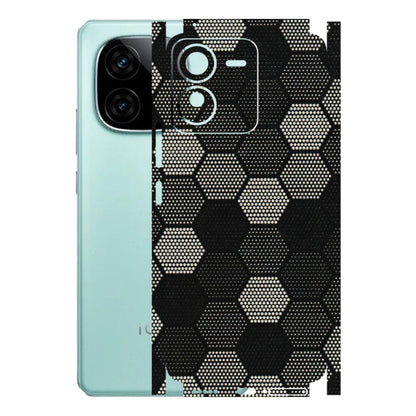 IQOO Phone Skins (All Models) - Black & White Dotted Honeycomb Texture - 3D Embossed Finish (L-202) IQOO Z9