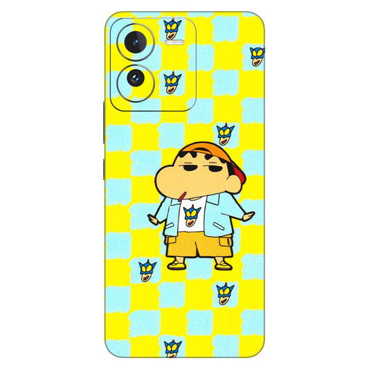 IQOO Phone Skins (All Models) - Yellow Blue Shinchan Cute - 3D Embossed Finish (L-221) IQOO Z9