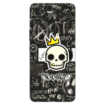 IQOO Phone Skins (All Models) - Funny Skull Black Chalk Grafitti - 3D Embossed Finish (L-22) IQOO Z9