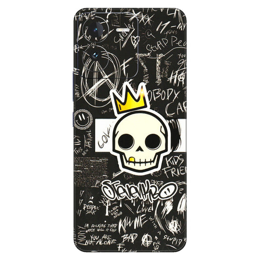 IQOO Phone Skins (All Models) - Funny Skull Black Chalk Grafitti - 3D Embossed Finish (L-22) IQOO Z9