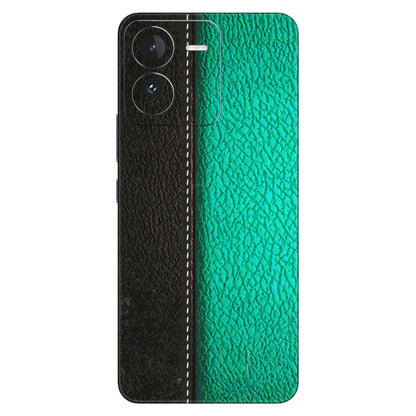 IQOO Phone Skins (All Models) - Black Green Dual Leather Stich - 3D Embossed Finish (L-233) IQOO Z9