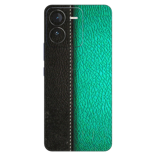 IQOO Phone Skins (All Models) - Black Green Dual Leather Stich - 3D Embossed Finish (L-233) IQOO Z9