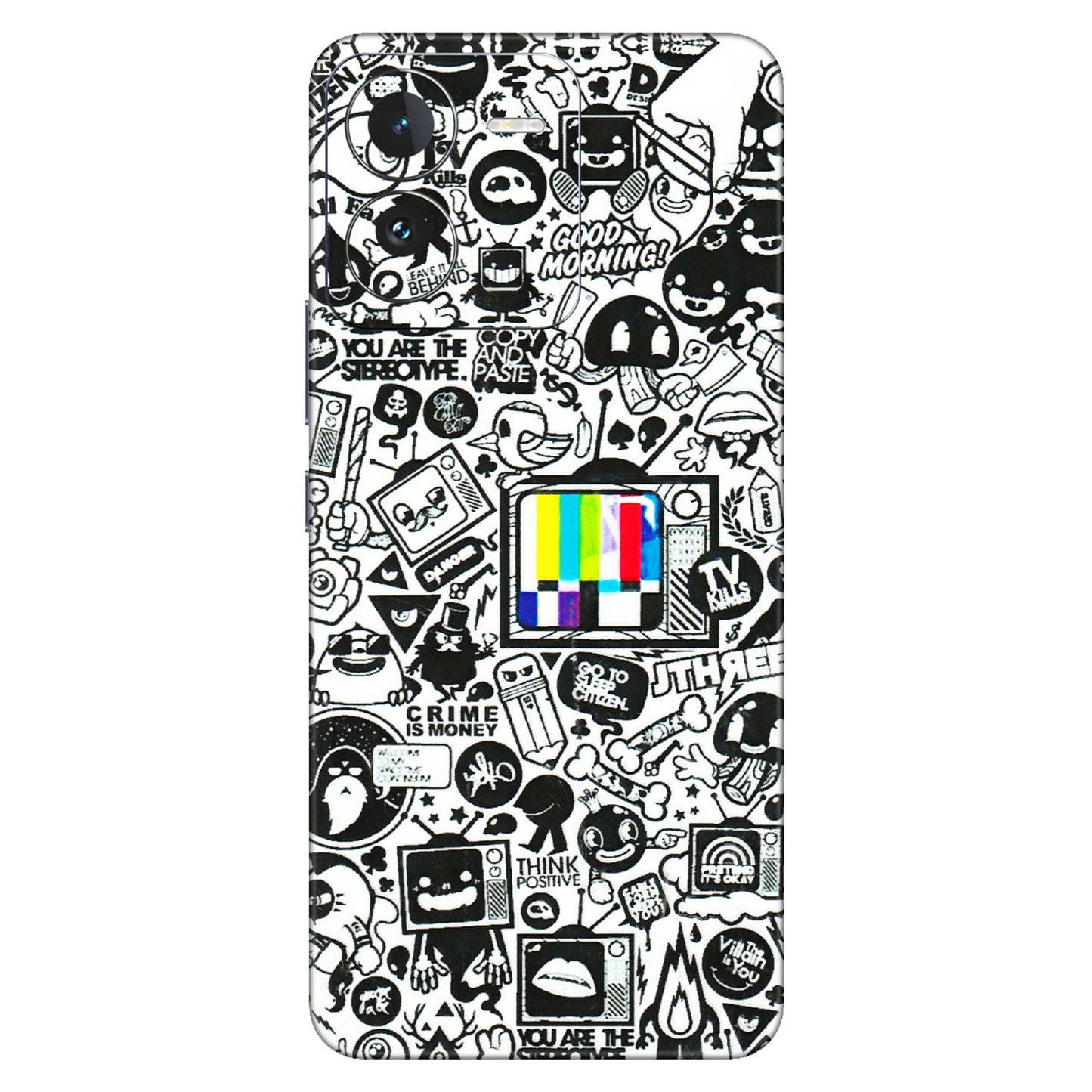 IQOO Phone Skins (All Models) - Doodles Positive Art - 3D Embossed Finish (L-263) IQOO Z9