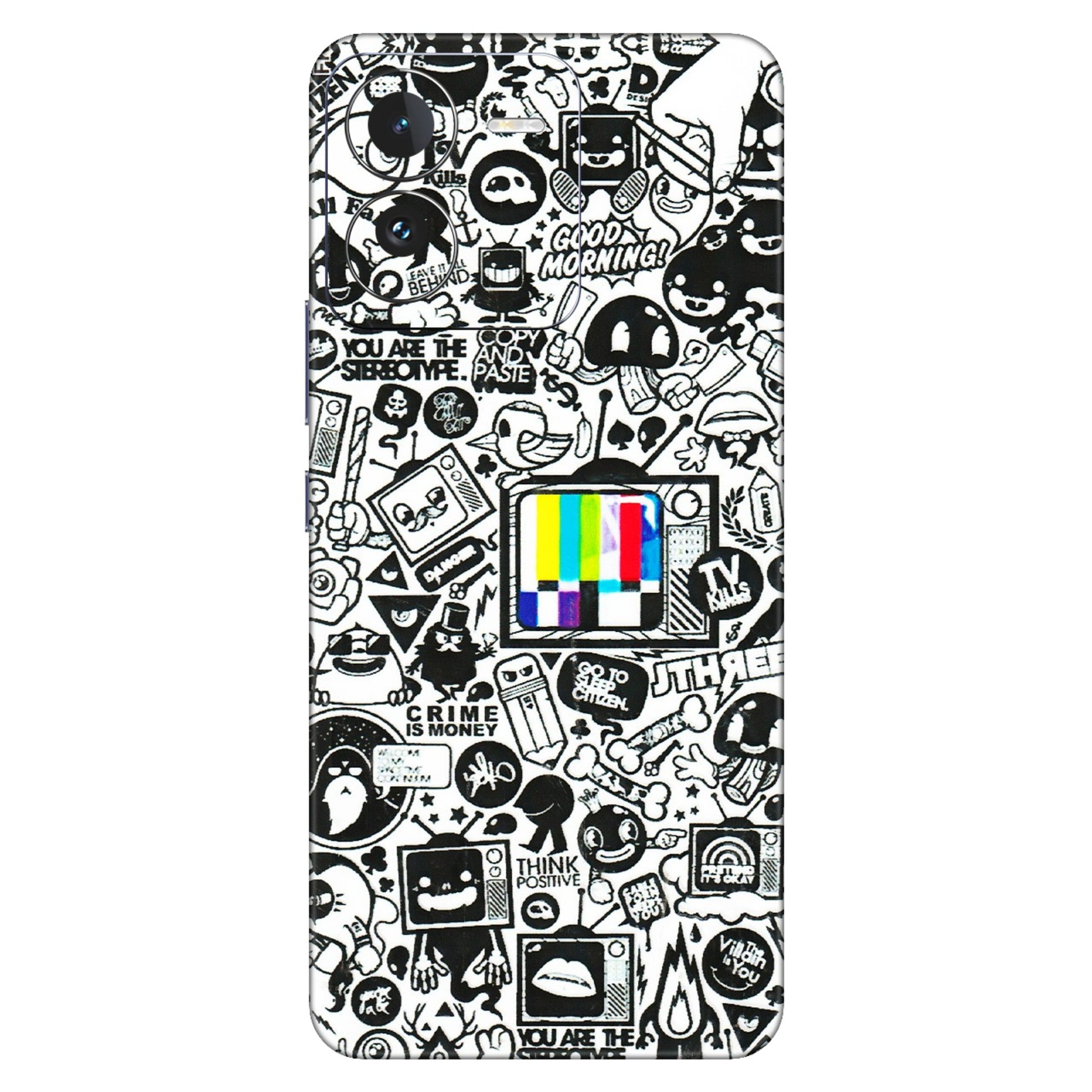 IQOO Phone Skins (All Models) - Doodles Positive Art - 3D Embossed Finish (L-263) IQOO Z9