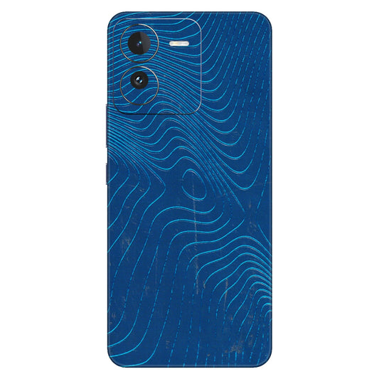 IQOO Phone Skins (All Models) - Abstract Blue Line Map - 3D Embossed Finish (L-272) IQOO Z9