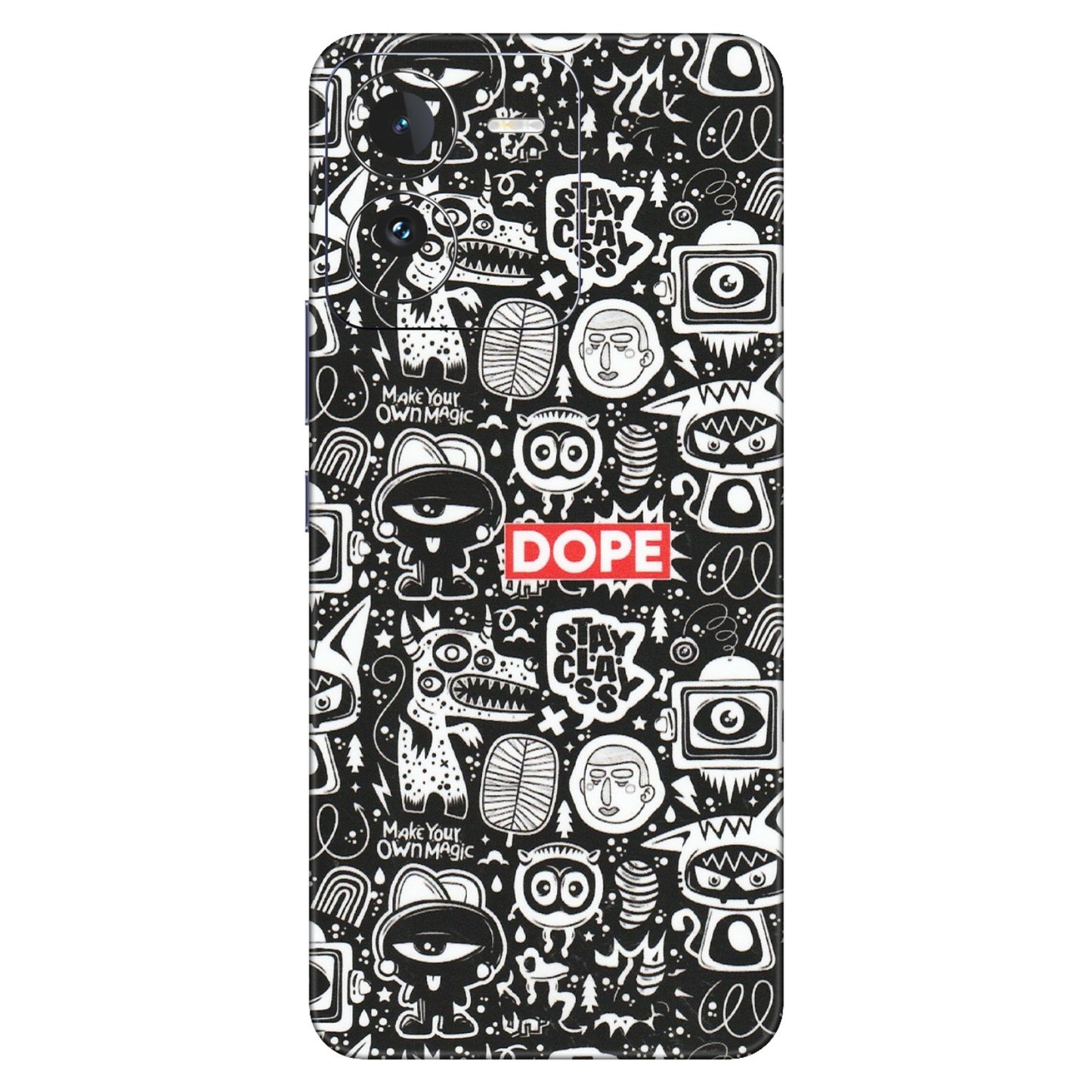 IQOO Phone Skins (All Models) - Dope Stay Classy Black Doodles - Matte Finish (M-126) IQOO Z9