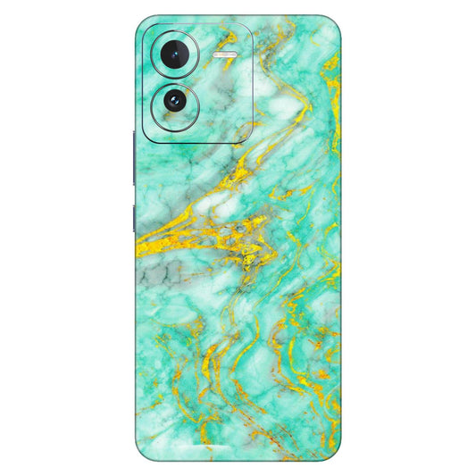 IQOO Phone Skins (All Models) - Green And Gold Marble Feel - Matte Finish (M-16) IQOO Z9
