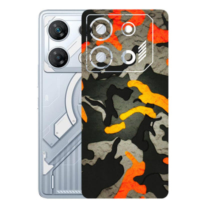 INFINIX Phone Skins (All Models) - Orange Camouflage - 3D Embossed Finish (L-204) Infinix GT 10 PRO