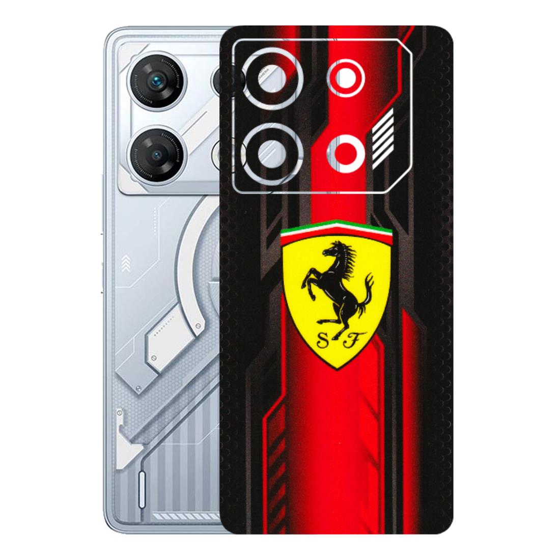 INFINIX Phone Skins (All Models) - Black Ferrari Logo - 3D Embossed Finish (L-253) Infinix GT 10 PRO