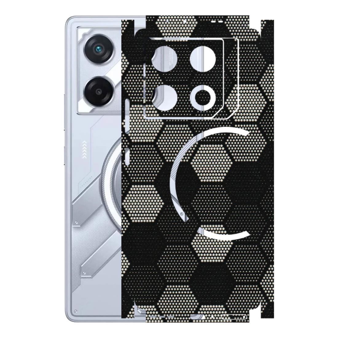 INFINIX Phone Skins (All Models) - Black & White Dotted Honeycomb Texture - 3D Embossed Finish (L-202) Infinix GT 20 PRO (5G)