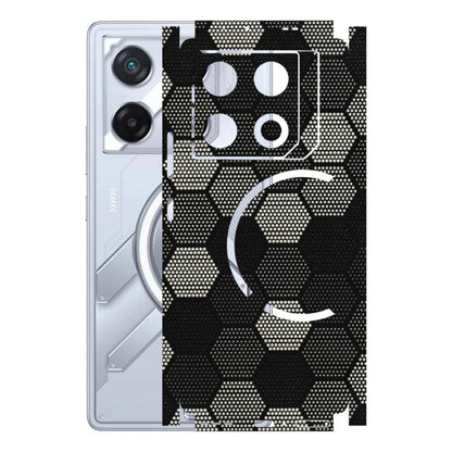 INFINIX Phone Skins (All Models) - Black & White Dotted Honeycomb Texture - 3D Embossed Finish (L-202) Infinix GT 20 PRO (5G)