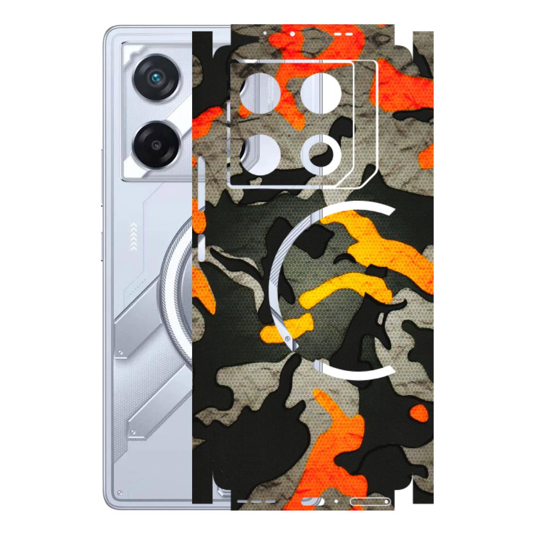 INFINIX Phone Skins (All Models) - Orange Camouflage - 3D Embossed Finish (L-204) Infinix GT 20 PRO (5G)