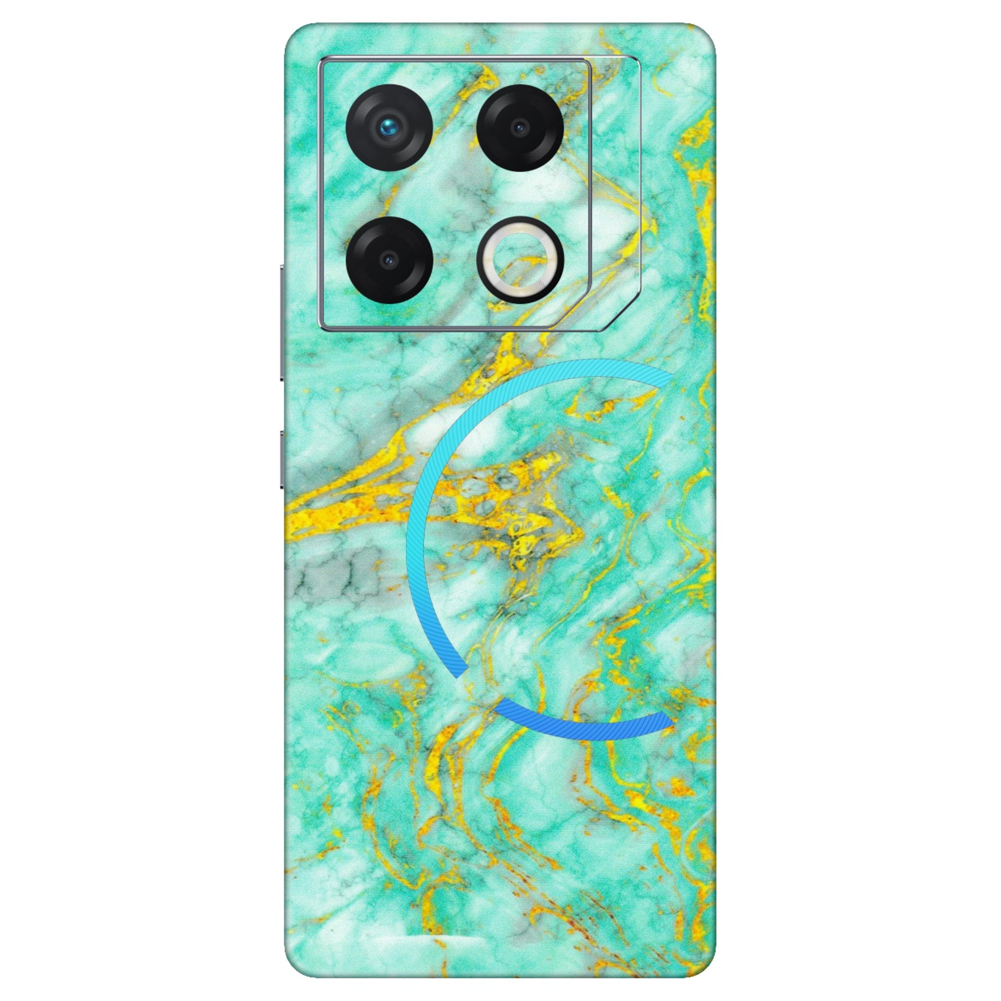 INFINIX Phone Skins (All Models) - Green And Gold Marble Feel - Matte Finish (M-16) Infinix GT 20 PRO (5G)