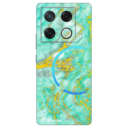 INFINIX Phone Skins (All Models) - Green And Gold Marble Feel - Matte Finish (M-16) Infinix GT 20 PRO (5G)
