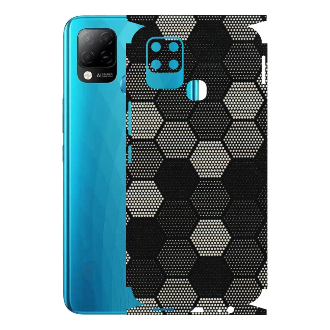 INFINIX Phone Skins (All Models) - Black & White Dotted Honeycomb Texture - 3D Embossed Finish (L-202) Infinix Hot 10S