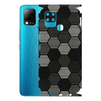 INFINIX Phone Skins (All Models) - Black & White Dotted Honeycomb Texture - 3D Embossed Finish (L-202) Infinix Hot 10S