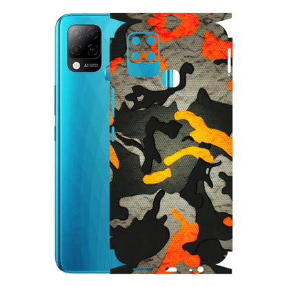 INFINIX Phone Skins (All Models) - Orange Camouflage - 3D Embossed Finish (L-204) Infinix Hot 10S