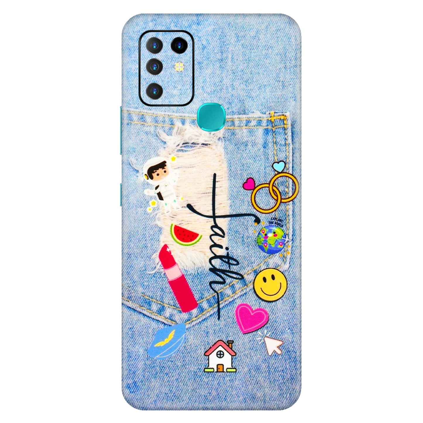 INFINIX Phone Skins (All Models) - Denim Jeans Pocket - 3D Embossed Finish (L-134) Infinix Hot 10