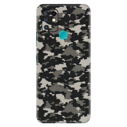 INFINIX Phone Skins (All Models) - Black/Grey Camoflaunge - 3D Embossed Finish (L-142) Infinix Hot 10