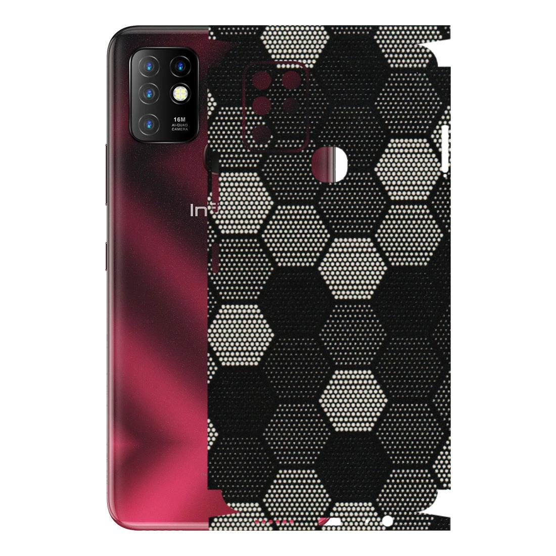 INFINIX Phone Skins (All Models) - Black & White Dotted Honeycomb Texture - 3D Embossed Finish (L-202) Infinix Hot 10