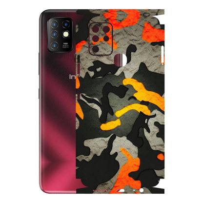 INFINIX Phone Skins (All Models) - Orange Camouflage - 3D Embossed Finish (L-204) Infinix Hot 10