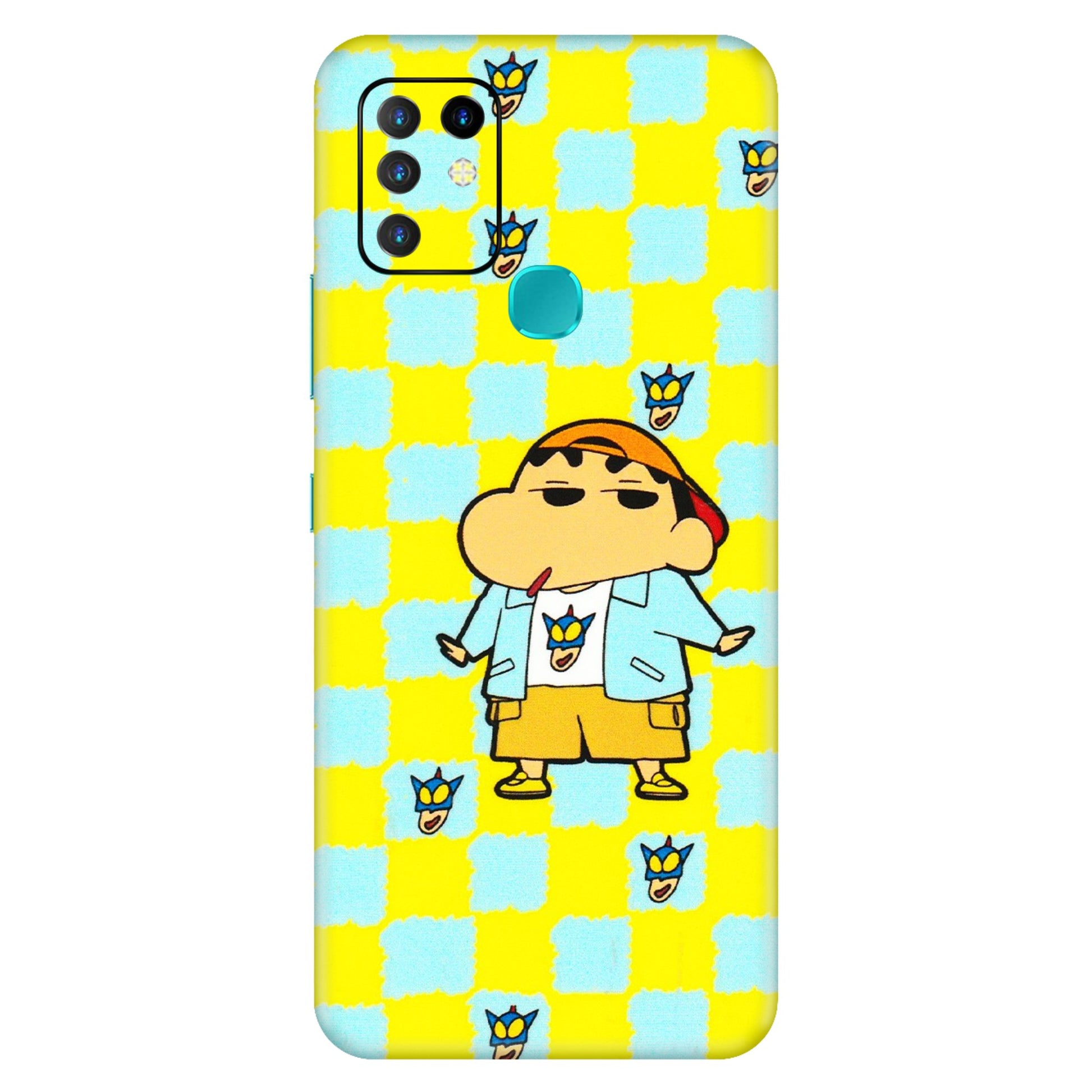 INFINIX Phone Skins (All Models) - Yellow Blue Shinchan Cute - 3D Embossed Finish (L-221) Infinix Hot 10
