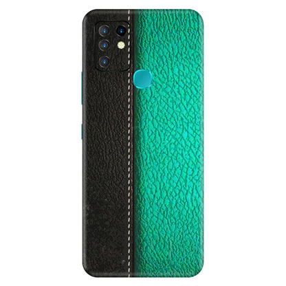 INFINIX Phone Skins (All Models) - Black Green Dual Leather Stich - 3D Embossed Finish (L-233) Infinix Hot 10