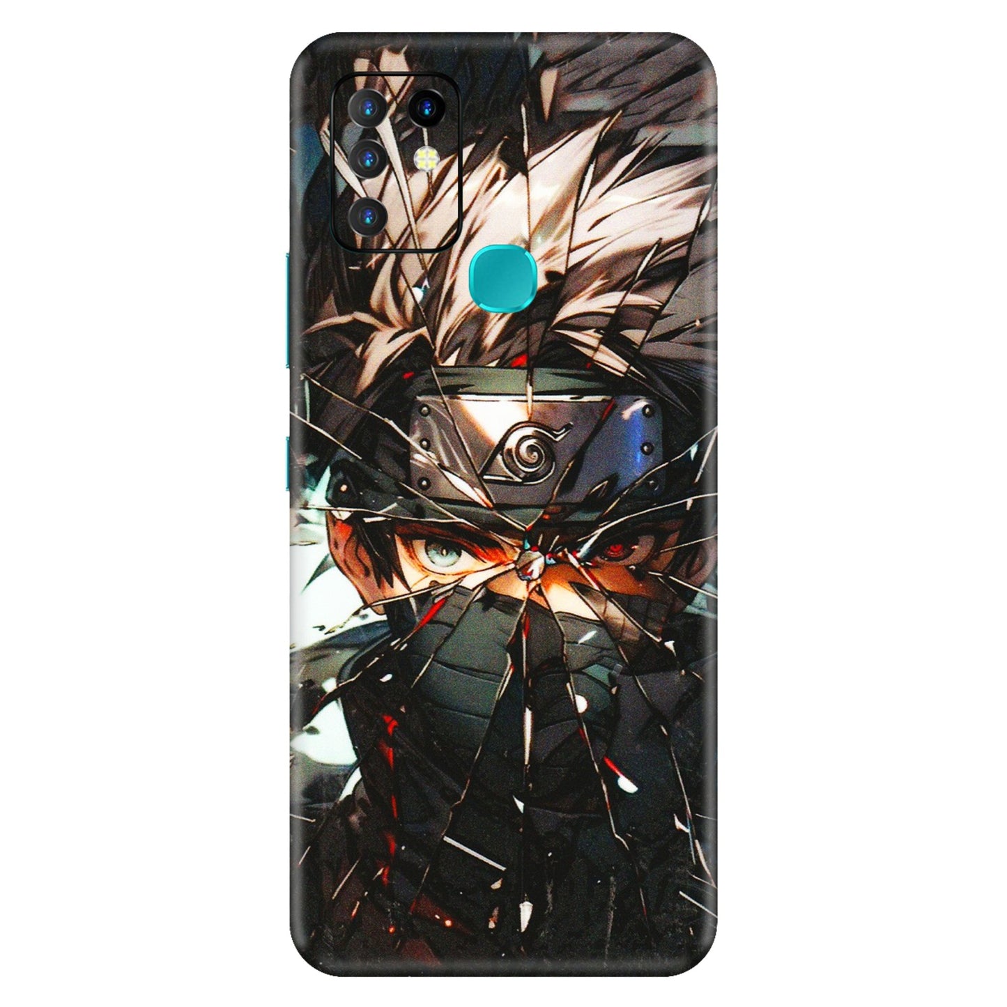 INFINIX Phone Skins (All Models) - Kakashi Shattered Glass Effect - 3D Embossed Finish (L-237) Infinix Hot 10