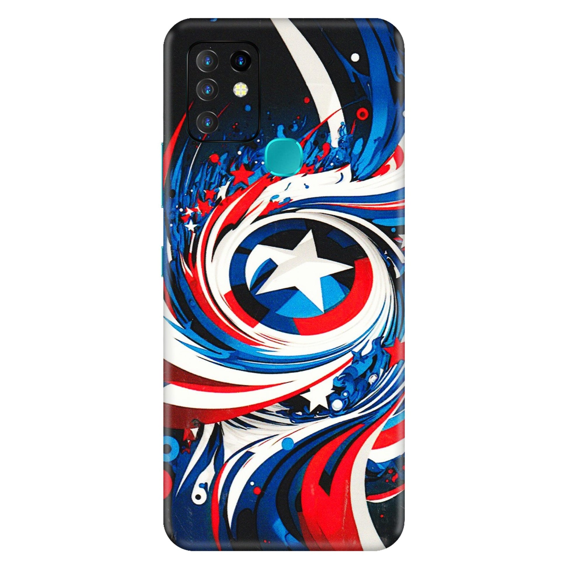 INFINIX Phone Skins (All Models) - Captain America Logo - 3D Embossed Finish (L-307) Infinix Hot 10