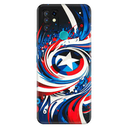 INFINIX Phone Skins (All Models) - Captain America Logo - 3D Embossed Finish (L-307) Infinix Hot 10
