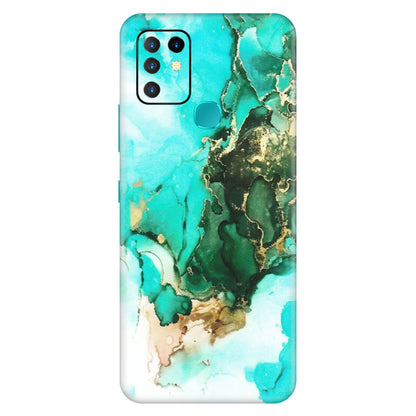 INFINIX Phone Skins (All Models) - The Blue Gold Marble - Matte Finish (M-124) Infinix Hot 10