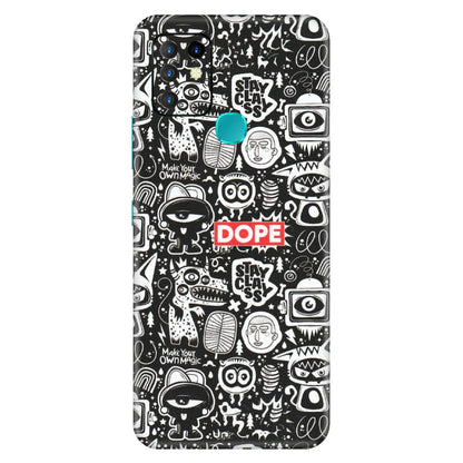 INFINIX Phone Skins (All Models) - Dope Stay Classy Black Doodles - Matte Finish (M-126) Infinix Hot 10