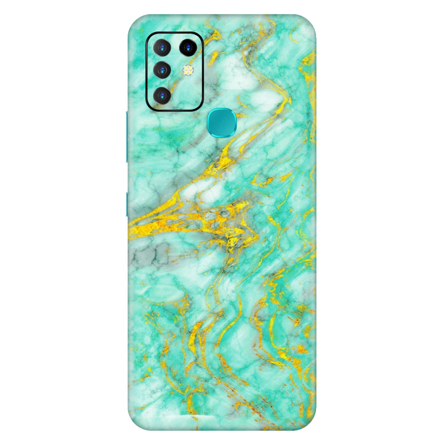 INFINIX Phone Skins (All Models) - Green And Gold Marble Feel - Matte Finish (M-16) Infinix Hot 10