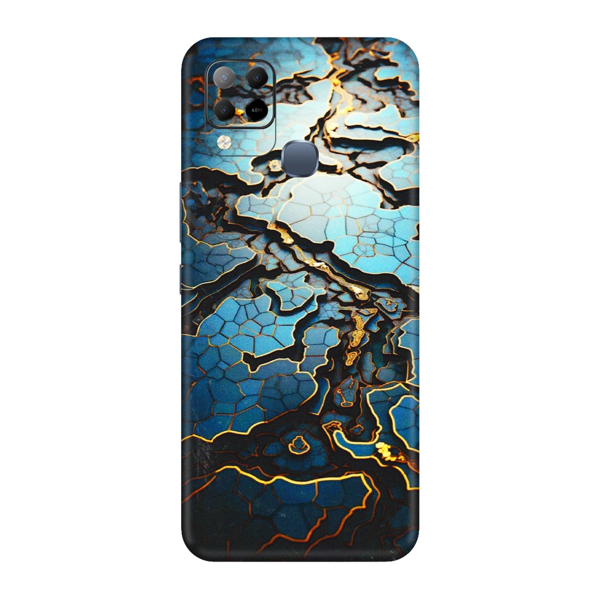 INFINIX Phone Skins (All Models) - Blue Gold Abstract - 3D Embossed Finish (L-11) Infinix Hot 10S