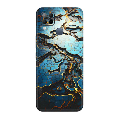 INFINIX Phone Skins (All Models) - Blue Gold Abstract - 3D Embossed Finish (L-11) Infinix Hot 10S