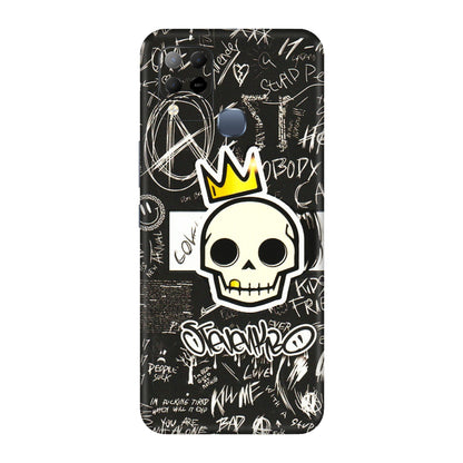 INFINIX Phone Skins (All Models) - Funny Skull Black Chalk Grafitti - 3D Embossed Finish (L-22) Infinix Hot 10S
