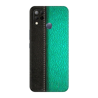 INFINIX Phone Skins (All Models) - Black Green Dual Leather Stich - 3D Embossed Finish (L-233) Infinix Hot 10S