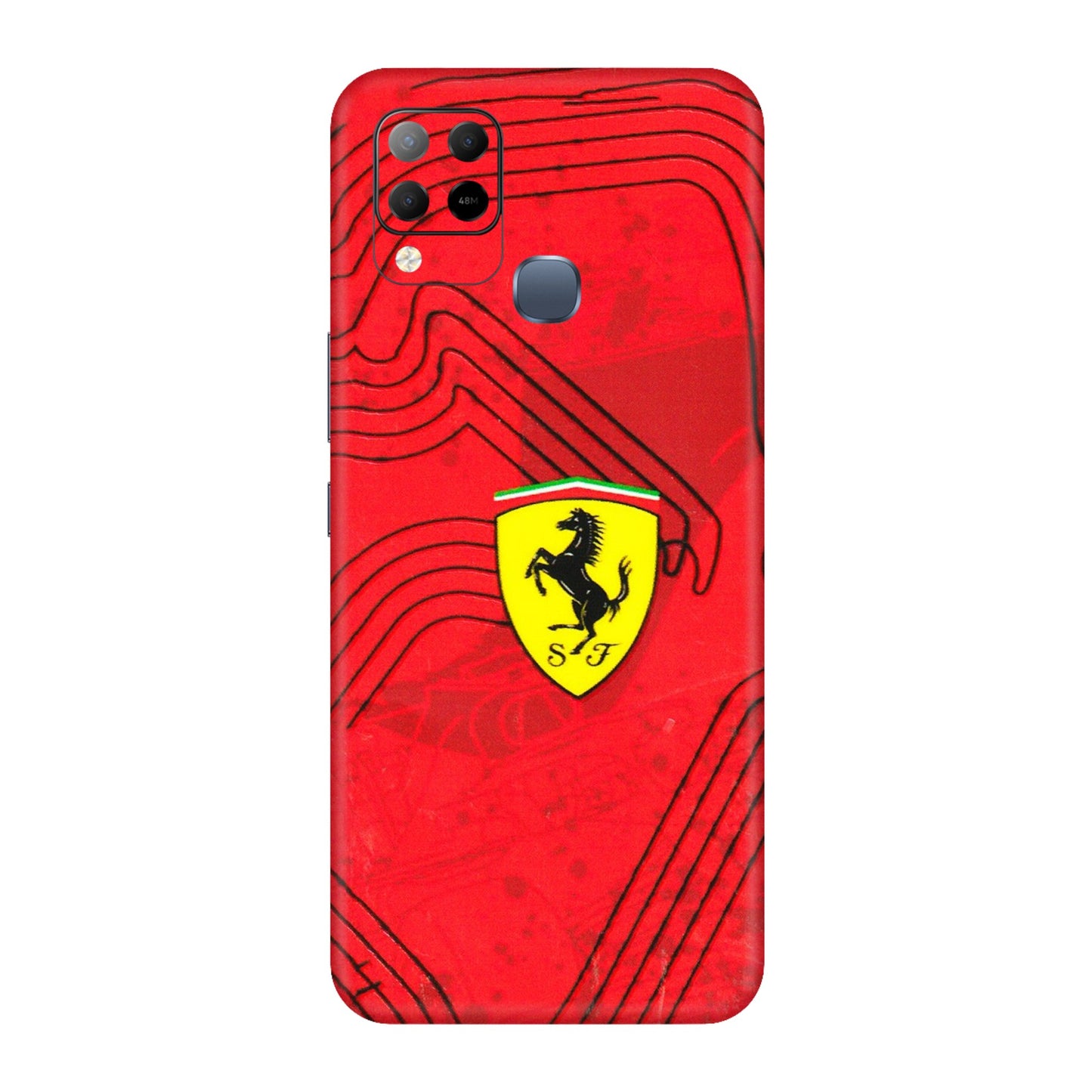 INFINIX Phone Skins (All Models) - Red Ferrari Logo Stylish - 3D Embossed Finish (L-238) Infinix Hot 10S