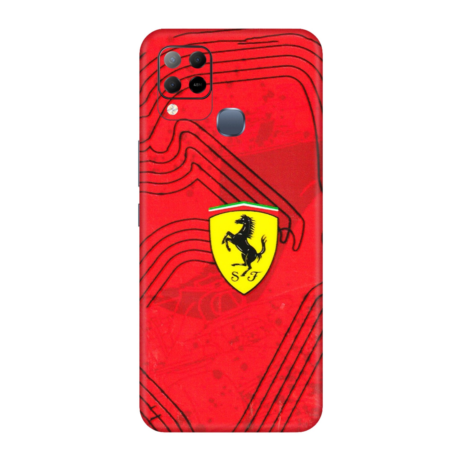 INFINIX Phone Skins (All Models) - Red Ferrari Logo Stylish - 3D Embossed Finish (L-238) Infinix Hot 10S