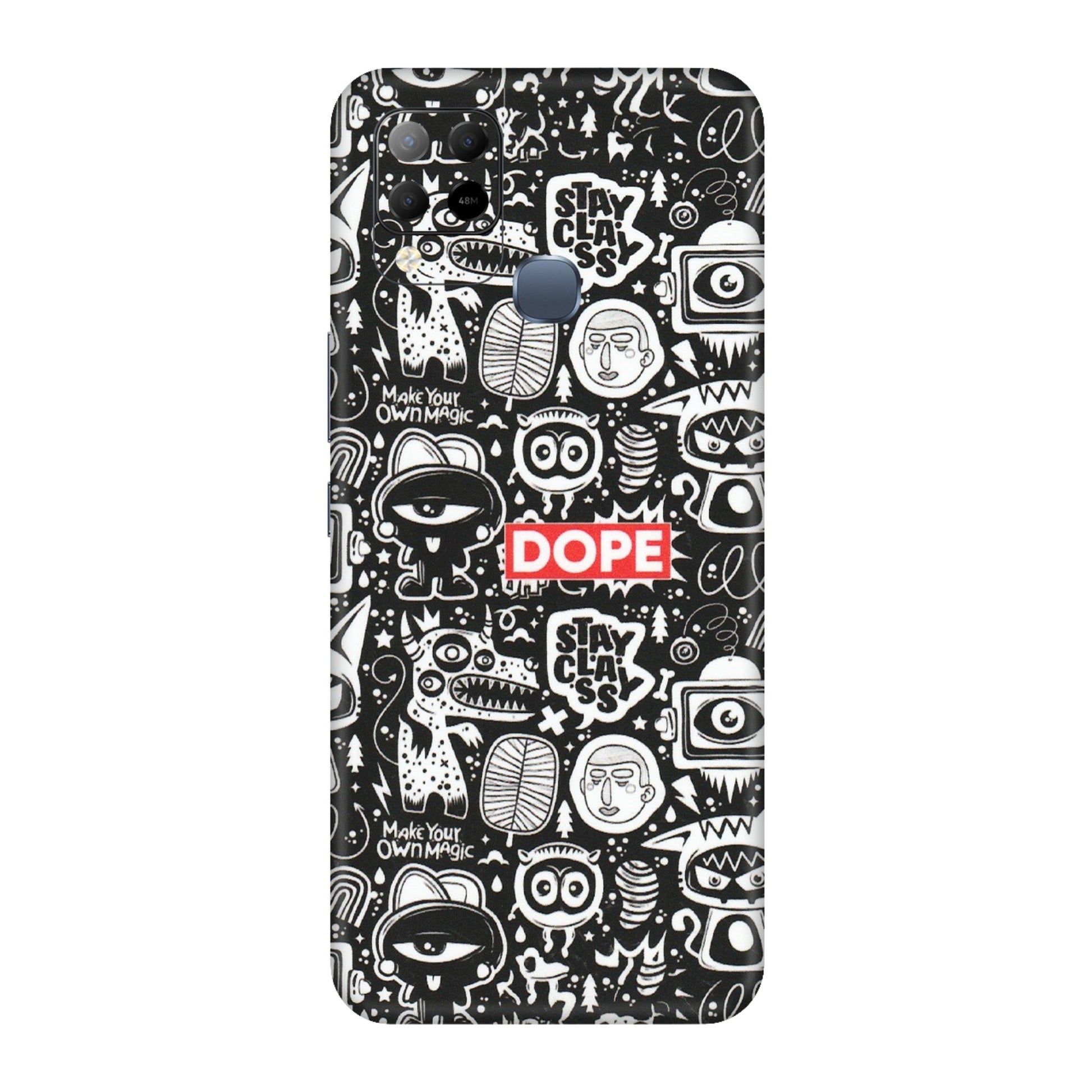 INFINIX Phone Skins (All Models) - Dope Stay Classy Black Doodles - Matte Finish (M-126) Infinix Hot 10S