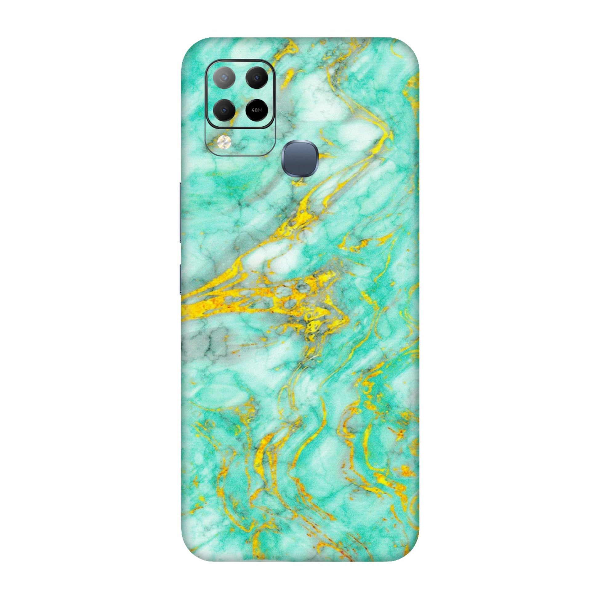 INFINIX Phone Skins (All Models) - Green And Gold Marble Feel - Matte Finish (M-16) Infinix Hot 10S