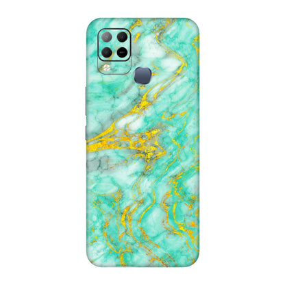 INFINIX Phone Skins (All Models) - Green And Gold Marble Feel - Matte Finish (M-16) Infinix Hot 10S